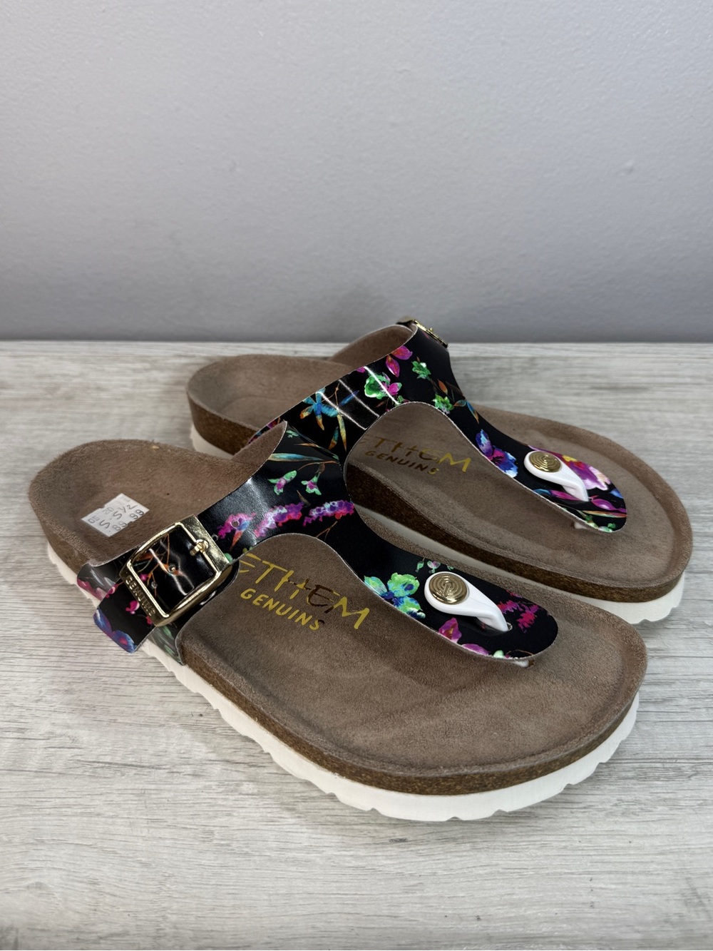 NWT! Ethem Genuins Sandals Made in Spain Tropical Pattern Straps Size 36